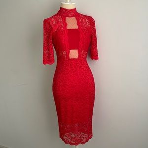 Express red lace dress